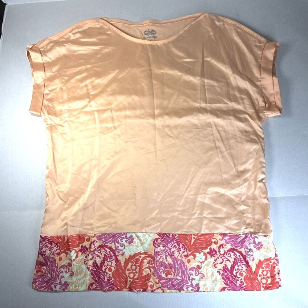 NEW Cabernet 2 Piece Pajama Set Size Large Satin Loungewear Pants PINK/Peach - Picture 2 of 7